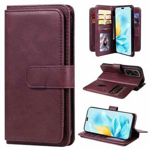 For Honor 200 Lite Global Multi-Function Wallet 10 Card Slots Leather Phone Case(Claret)