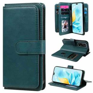 For Honor 200 Lite Global Multi-Function Wallet 10 Card Slots Leather Phone Case(Dark Green)