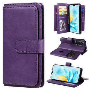 For Honor 200 Lite Global Multi-Function Wallet 10 Card Slots Leather Phone Case(Violet)