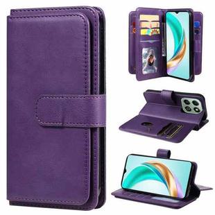 For Honor X6b Multi-Function Wallet 10 Card Slots Leather Phone Case(Violet)