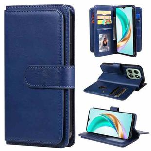 For Honor X6b Multi-Function Wallet 10 Card Slots Leather Phone Case(Dark Blue)