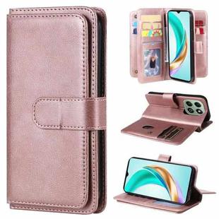 For Honor X6b Multi-Function Wallet 10 Card Slots Leather Phone Case(Rose Gold)