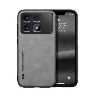 For Redmi K70 Ultra Skin Feel Magnetic Leather Back Phone Case(Light Grey)