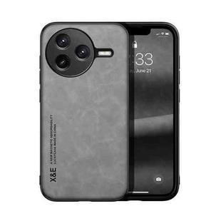 For Redmi K80 Skin Feel Magnetic Leather Back Phone Case(Light Grey)