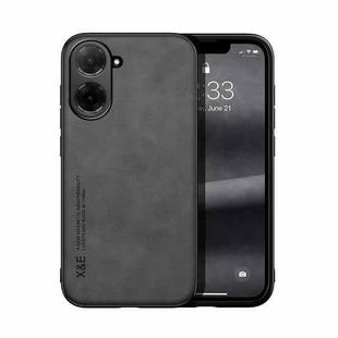 For Redmi A5 4G 171.7mm / Xiaomi Poco C71 Skin Feel Magnetic Leather Back Phone Case(Dark Grey)