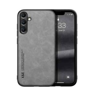 For Samsung Galaxy M15 Skin Feel Magnetic Leather Back Phone Case(Light Grey)