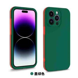 For iPhone 14 Pro Max Two Color Full Protective 3-in-1 Phone Case(Dark Green)