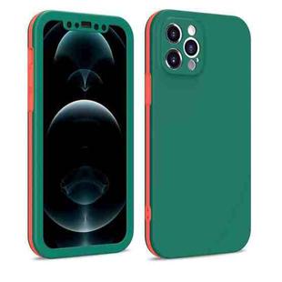 For iPhone 12 Pro Max Two Color Full Protective 3-in-1 Phone Case(Dark Green)