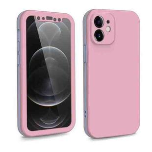 For iPhone 12 mini Two Color Full Protective 3-in-1 Phone Case(Pink)