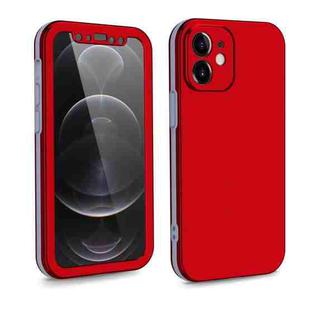 For iPhone 12 mini Two Color Full Protective 3-in-1 Phone Case(Red)