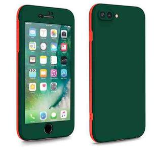 For iPhone 8 Plus / 7 Plus Two Color Full Protective 3-in-1 Phone Case(Dark Green)