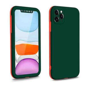 For iPhone 11 Pro Max Two Color Full Protective 3-in-1 Phone Case(Dark Green)