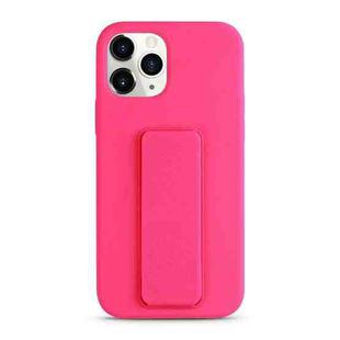 For iPhone 11 Pro Liquid Silicone Holder Phone Case(Brilliant Pink)