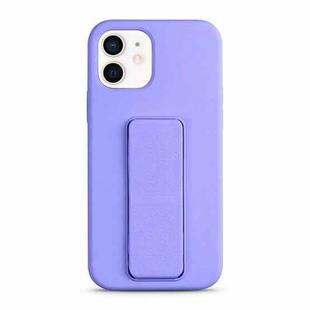 For iPhone 12 Liquid Silicone Holder Phone Case(Light Purple)