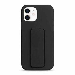 For iPhone 12 Liquid Silicone Holder Phone Case(Black)