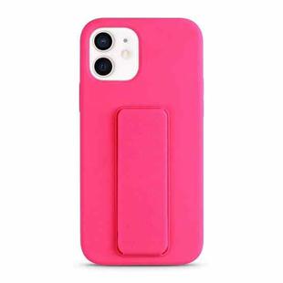 For iPhone 12 Liquid Silicone Holder Phone Case(Brilliant Pink)