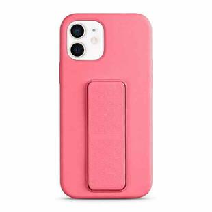 For iPhone 12 Liquid Silicone Holder Phone Case(Rose Pink)