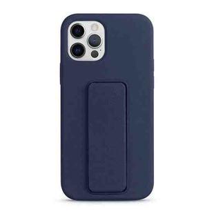 For iPhone 12 Pro Liquid Silicone Holder Phone Case(Midnight Blue)