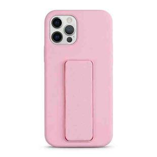 For iPhone 12 Pro Liquid Silicone Holder Phone Case(Pink)