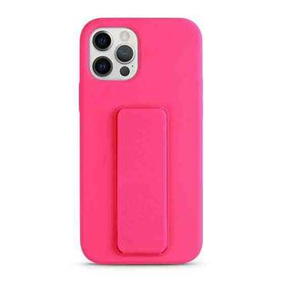 For iPhone 12 Pro Liquid Silicone Holder Phone Case(Brilliant Pink)