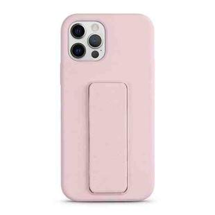 For iPhone 12 Pro Max Liquid Silicone Holder Phone Case(Sand Pink)