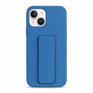 For iPhone 13 Liquid Silicone Holder Phone Case(Navy Blue)