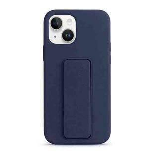 For iPhone 13 Liquid Silicone Holder Phone Case(Midnight Blue)