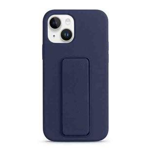 For iPhone 14 Liquid Silicone Holder Phone Case(Midnight Blue)