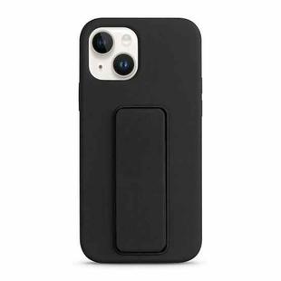 For iPhone 14 Liquid Silicone Holder Phone Case(Black)