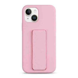 For iPhone 14 Plus Liquid Silicone Holder Phone Case(Pink)