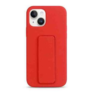 For iPhone 14 Plus Liquid Silicone Holder Phone Case(Red)