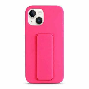 For iPhone 14 Plus Liquid Silicone Holder Phone Case(Brilliant Pink)