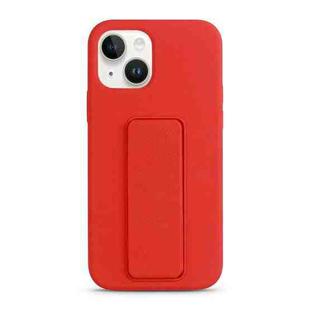 For iPhone 15 Liquid Silicone Holder Phone Case(Red)