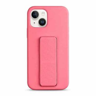 For iPhone 15 Plus Liquid Silicone Holder Phone Case(Rose Pink)