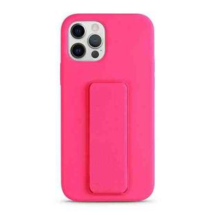 For iPhone 15 Pro Liquid Silicone Holder Phone Case(Brilliant Pink)