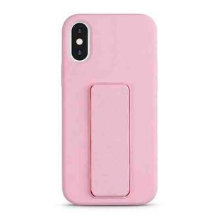 For iPhone XS / X Liquid Silicone Holder Phone Case(Pink)