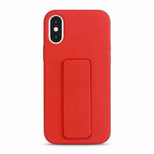 For iPhone XS / X Liquid Silicone Holder Phone Case(Red)