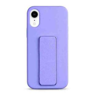 For iPhone XR Liquid Silicone Holder Phone Case(Light Purple)