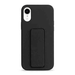 For iPhone XR Liquid Silicone Holder Phone Case(Black)