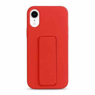 For iPhone XR Liquid Silicone Holder Phone Case(Red)