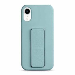 For iPhone XR Liquid Silicone Holder Phone Case(Sky Blue)