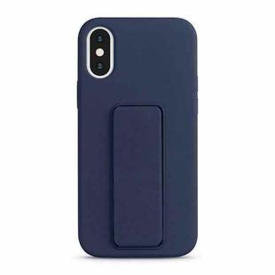 For iPhone XS Max Liquid Silicone Holder Phone Case(Midnight Blue)