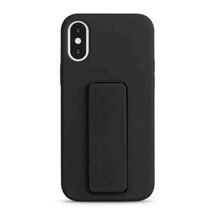 For iPhone XS Max Liquid Silicone Holder Phone Case(Black)