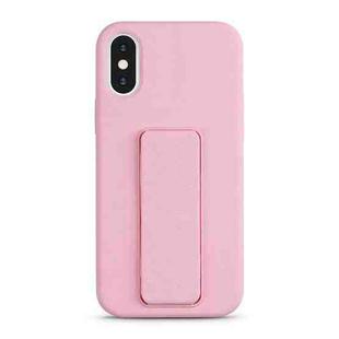 For iPhone XS Max Liquid Silicone Holder Phone Case(Pink)