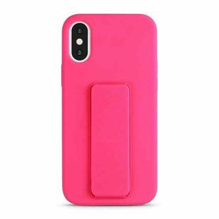 For iPhone XS Max Liquid Silicone Holder Phone Case(Brilliant Pink)