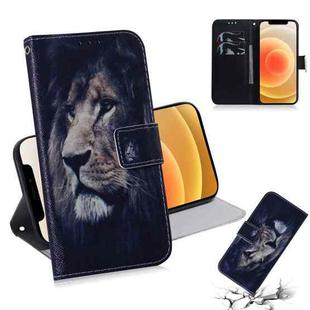 For iPhone 12 mini Coloured Drawing Horizontal Flip Leather Case, with Holder & Card Slots & Wallet(Lion)