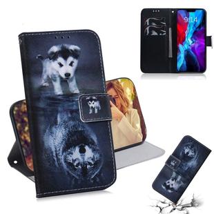 For iPhone 12 / 12 Pro Coloured Drawing Horizontal Flip Leather Case, with Holder & Card Slots & Wallet(Wolf and Dog)