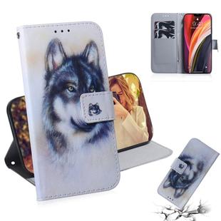 For iPhone 12 Pro Max Coloured Drawing Horizontal Flip Leather Case, with Holder & Card Slots & Wallet(White Wolf)