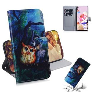 For LG K41S Coloured Drawing Horizontal Flip Leather Case, with Holder & Card Slots & Wallet(Oil Painting Owl)