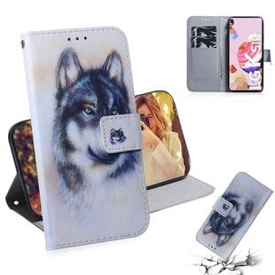 For LG K51S Coloured Drawing Horizontal Flip Leather Case, with Holder & Card Slots & Wallet(White Wolf)